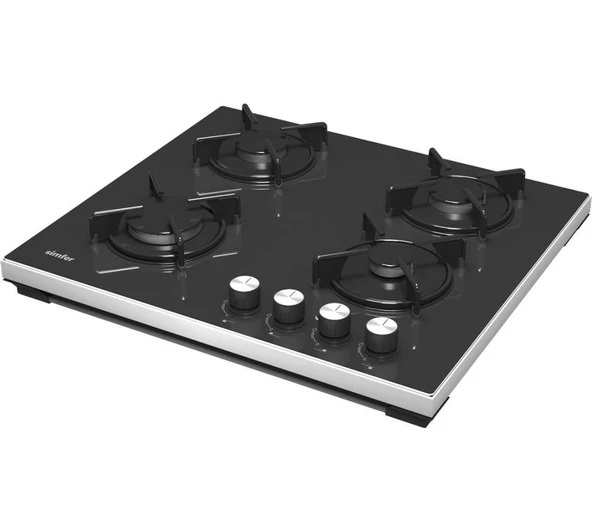 Simfer T3031 4 Gözü Gazlı Set Üstü Cam Ocak - Siyah ürün görseli 1