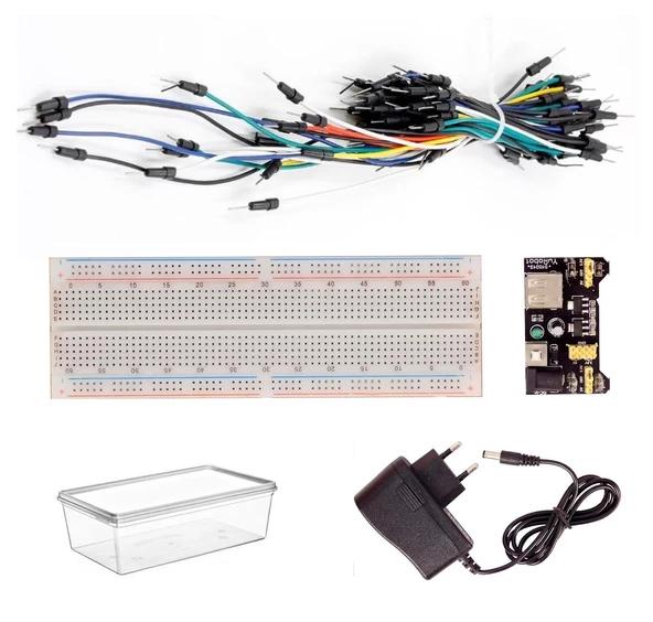 Kutulu Breadboard Power 65'li Jumper Kablo Adaptörlü Elektronik Deney Seti ürün görseli 1