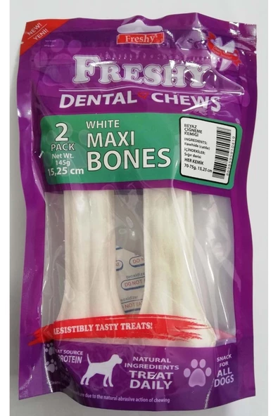 Freshy Beyaz Press Deri Köpek Çiğneme Kemiği. 70-75 Gr. 2'li Paket ürün görseli 1