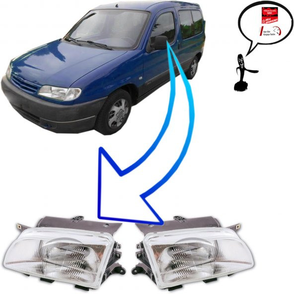 CITROEN BERLİNGO SAĞ+SOL ÖN FAR 1996 - 2002 ürün görseli 1