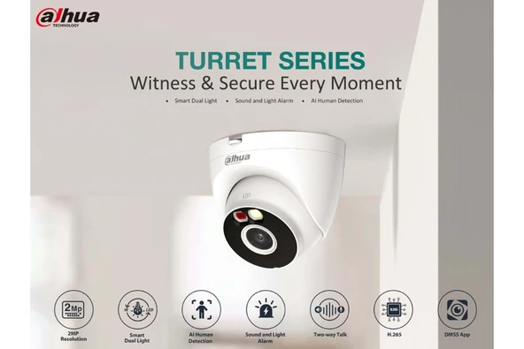 DAHUA T2A-PV 2MP 2.8mm Sabit Lens SD-Kart İnsan Algılama Dahili Mikrofon Ve Sesli Wifi IP Kamera ürün görseli 1