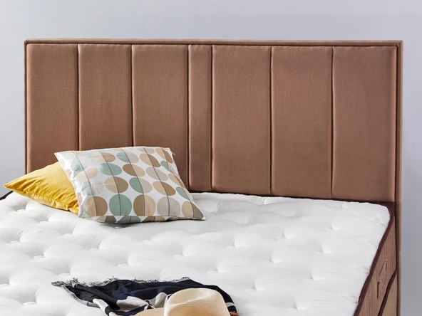 Niron Comfort Başlık 160 cm Çift Kişilik Yatak Başlığı Sütlü Kahve Kumaş Başlık ürün görseli 1