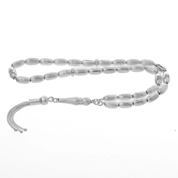 5*9 MM Arpa Kesim  925 Ayar Gümüş Tesbih ürün görseli 1