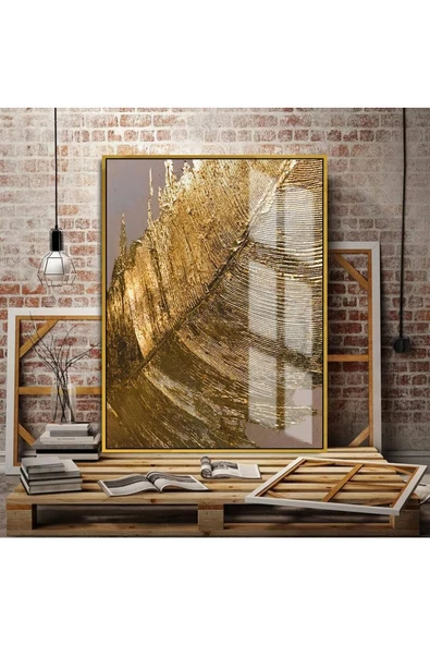 Harikabirev HARİKABİREV|BRONZ GOLD SİYAH KOMBİNİ SOL |ÇERÇEVELİ TEMPERLİ CAM TABLO TEKLİ DİKEY ürün görseli 1