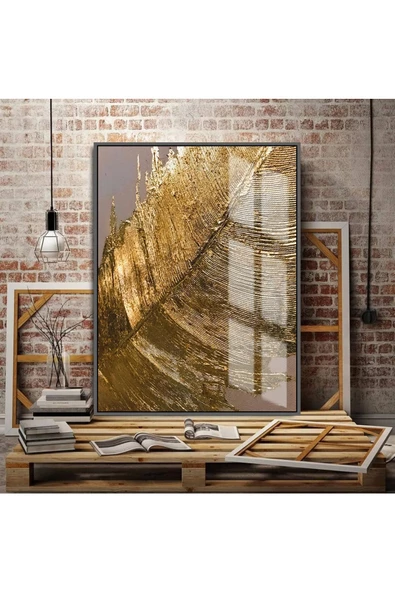 Harikabirev HARİKABİREV|BRONZ GOLD SİYAH KOMBİNİ SOL |ÇERÇEVELİ TEMPERLİ CAM TABLO TEKLİ DİKEY ürün görseli 1