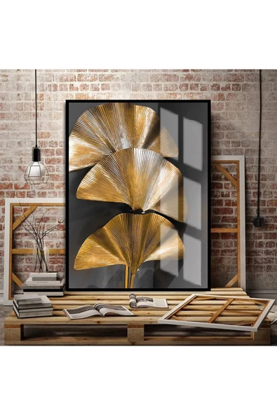 Harikabirev HARİKABİREV|BRONZ GOLD SİYAH KOMBİNİ SAĞ|ÇERÇEVELİ TEMPERLİ CAM TABLO TEKLİ DİKEY ürün görseli 1