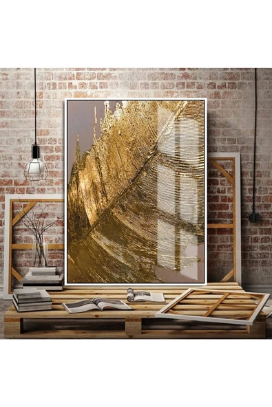 Harikabirev HARİKABİREV|BRONZ GOLD SİYAH KOMBİNİ SOL |ÇERÇEVELİ TEMPERLİ CAM TABLO TEKLİ DİKEY ürün görseli 1