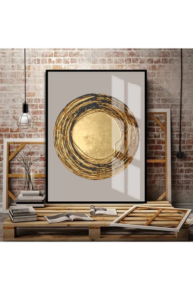 Harikabirev HARİKABİREV|KREM-GOLD SEVİLEN ÇİÇEK KOMBİNİ ORTA |ÇERÇEVELİ TEMPERLİ CAM TABLO TEKLİ DİKEY ürün görseli 1