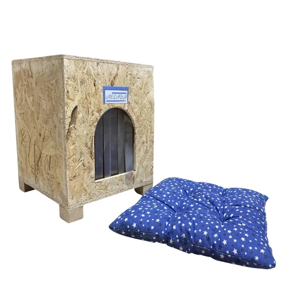 Reyo Kedi Evi Dış Ortam Uygun Ahşap Kedi Evi OSB Minderli 40x37x34 cm - CAT47M ürün görseli 1
