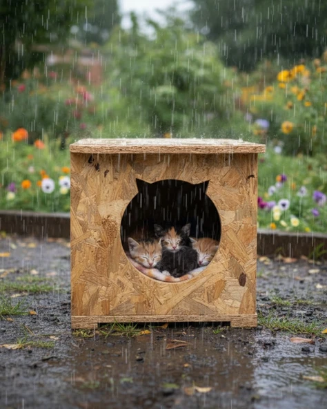 Reyo Kedi Evi Dış Ortam Uygun Ahşap Kedi Evi OSB 45x35x34 cm - CAT12 ürün görseli 1
