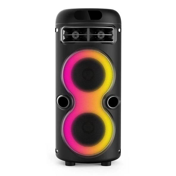 Zore GD-2402 Dijital LED Göstergeli FM Radyolu Mikrofonlu RGB TWS Çift 4 inç Stereo Bass Kablosuz Karaoke Hoparlör ürün görseli 1