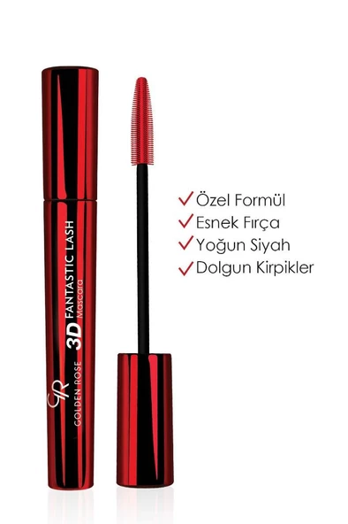 Golden Rose Siyah Maskara - 3D Fantastic Lash Mascara Black 8691190067496 ürün görseli 1