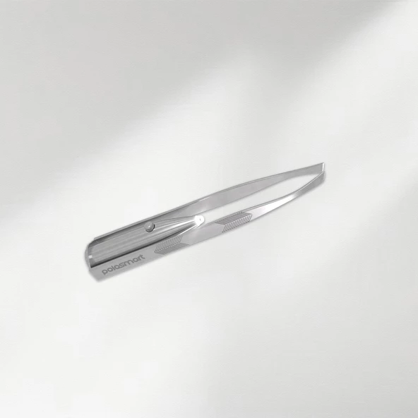 Polosmart PSC40 Paslanmaz Çelik Ergonomik İnce Uçlu Kaş Şekillendirici Led Işıklı Cımbız Silver ürün görseli 1