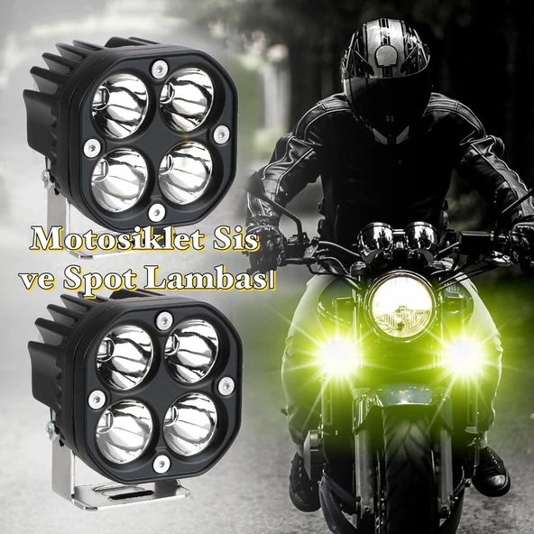 Offroad Motosiklet Uyumlu Turuncu Beyaz Modlu Sis lambası Metal Kasa 2 Adet ürün görseli 1