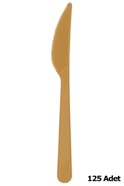 Plastik Gold Altın Renkli Lüx Parti Doğum Günü Bıçak - 18 Cm. - 25 Adetlik 5 Paket ürün görseli 1