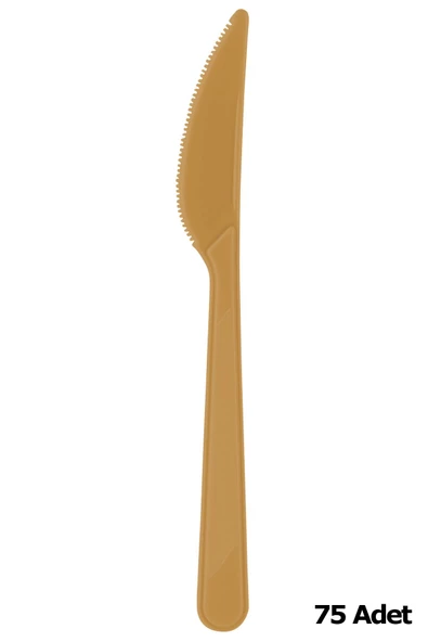 Plastik Gold Altın Renkli Lüx Parti Doğum Günü Bıçak - 18 Cm. - 25 Adetlik 3 Paket ürün görseli 1