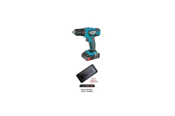 Catpower 4140 Li-İon Şarjlı Matkap 2.2 Ah 20 V Çift Akü+Akdeniz Taşınabilir Şarj Cihazı (Model: S125Q) ürün görseli 1