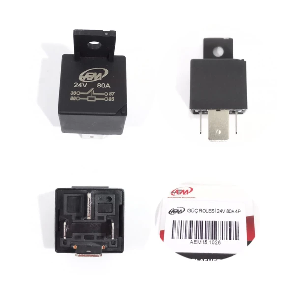 AEMPART GÜÇ ROLESİ 24V 80A 4 PİN KALIN BACAK ürün görseli 1