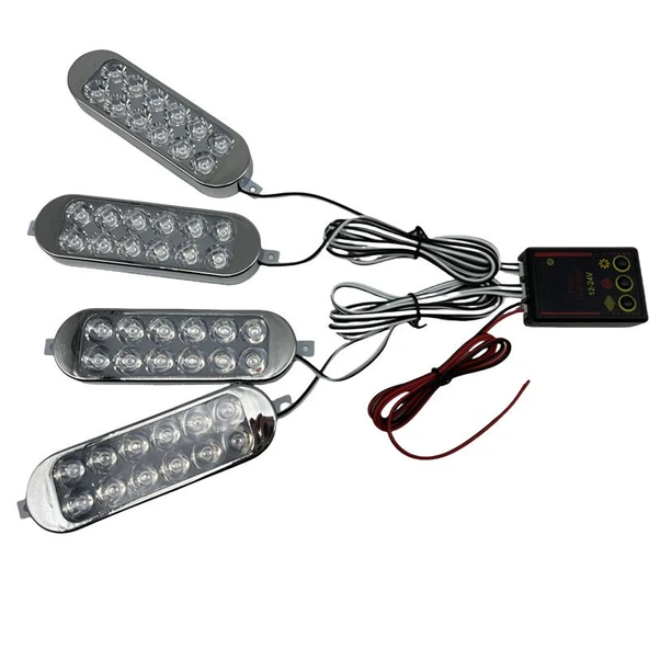Space Flaş lamba 4lü set kumandalı kırmızı-mavi 12-50v / LAPA213 ürün görseli 1