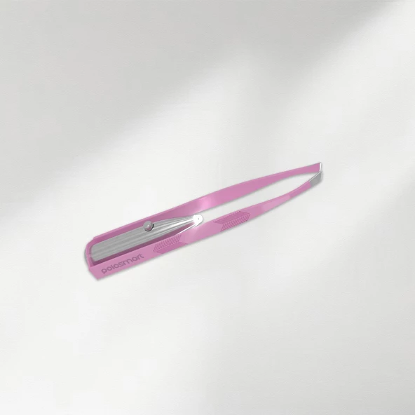 Polosmart PSC40 Paslanmaz Çelik Ergonomik İnce Uçlu Kaş Şekillendirici Led Işıklı Cımbız Pembe ürün görseli 1