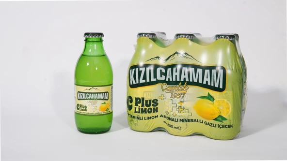 KIZILCAHAMAM C PLUS LİMON AROMALI MADEN SUYU 200 ML X 24 ADET ürün görseli 1