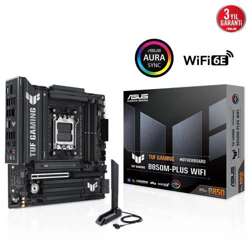 ASUS TUF GAMING B850M-PLUS WIFI, 4xDDR5, 3x M.2, HDMI, DP, Type-C, Wi-Fi 6E, Bluetooth v5.3, AMD Ryzen 9000 Serisi, AM5 Soket Anakart ürün görseli 1