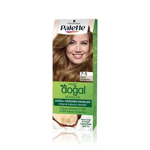 Palette 7-5 Açık Karamel Kalıcı Doğal Renkler Saç Boyası ürün görseli 1