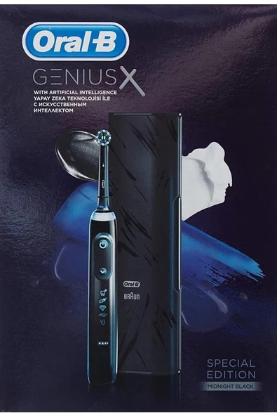 Oral-B Genius x Yapay Zeka Destekli Şarj Edilebilir Diş Fırçası Özel Seri Siyah + Seyahat K ürün görseli 1