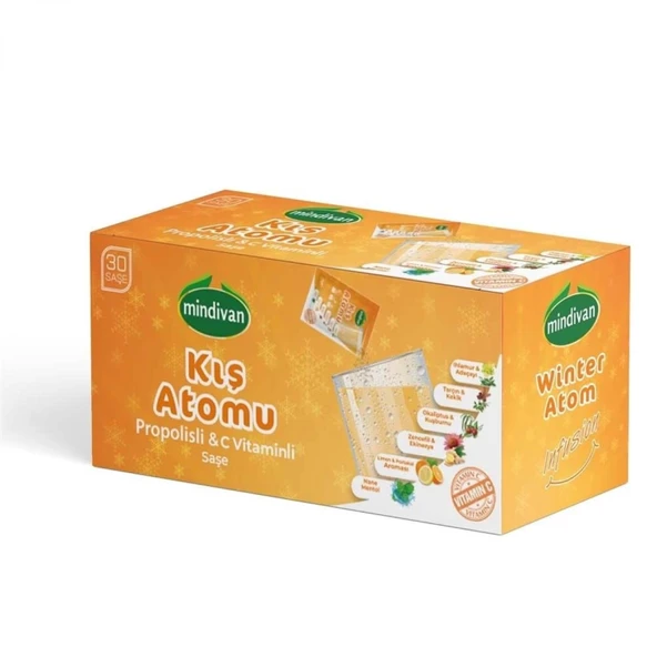 Mindivan Kış Atomu - Propolis ve C Vitamini İçeren İçecek Tozu (30 Saşe) ürün görseli 1