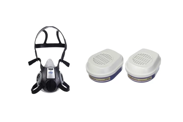 Drager X-Plore 3300 Yarım Yüz Maskesi + A1b1e1k1 HG P3 R D Filtre 6738817 ürün görseli 1