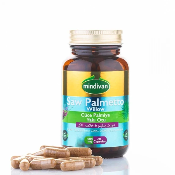 Mindivan Cüce Palmiye (Saw Palmetto) ve Yakı Otu Ekstresi - 500 Mg 60 Kapsül ürün görseli 1