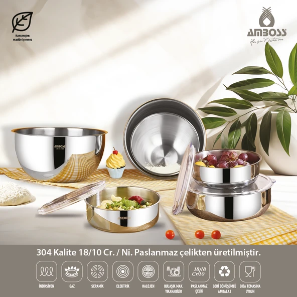 Mixkeep 9 Parça Paslanmaz Çelik Karıştırma Kabı & Çelik Saklama Kabı ürün görseli 1