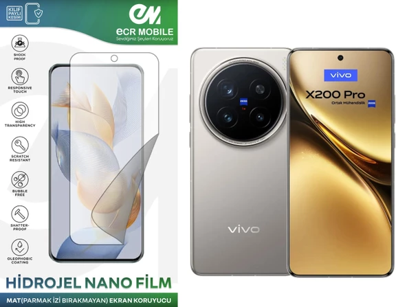 Vivo X200 Pro ile Uyumlu Hidrojel Nano Ekran Koruyucu Film MAT(Tempered Cam Değildir!) ürün görseli 1