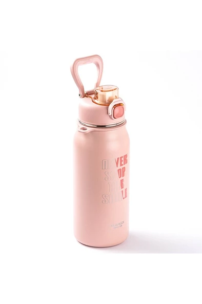 OKADI NEVER PEMBE PASLANMAZ ÇELİK TERMOS 1L ürün görseli 1