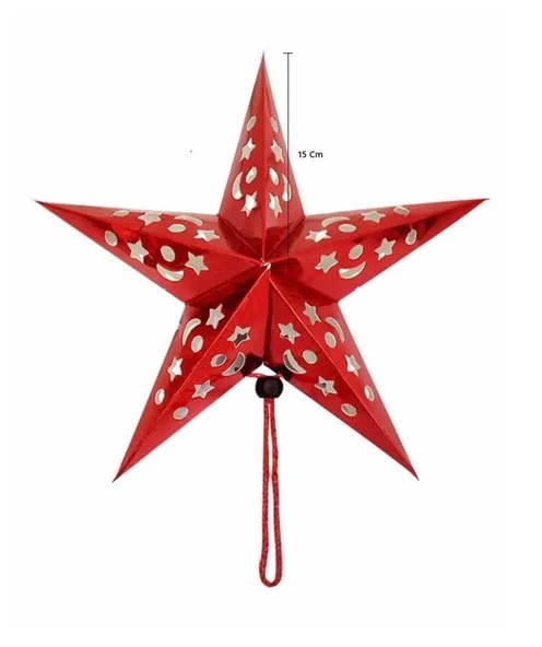 Yıldız 3D Helogramlı Karton 15 Cm Kırmızı ürün görseli 1