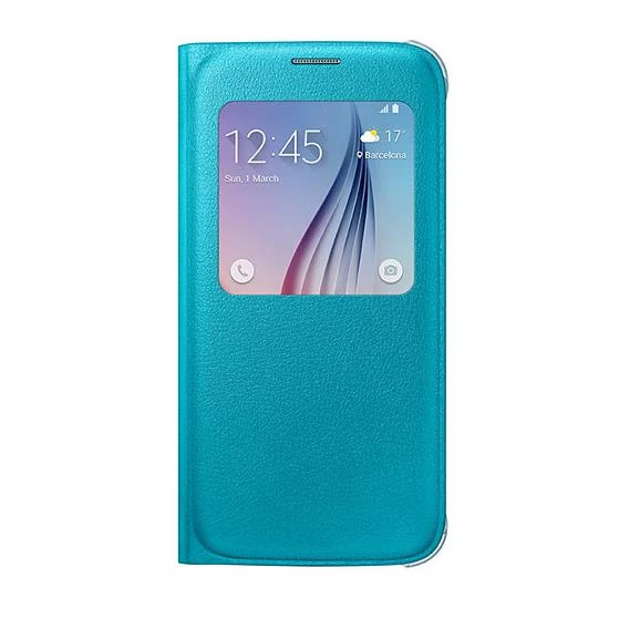 Galaxy S6 ile Uyumlu S View Cover (Deri Görünümlü) Mavi EF-CG920PLEGWW ürün görseli 1