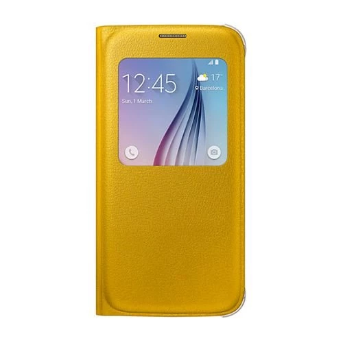 Galaxy S6 ile Uyumlu S View Cover (Deri Görünümlü) Sarı EF-CG920PYEGWW ürün görseli 1