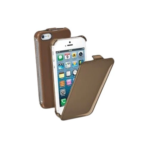 Cellular Line iPhone SE/5S/5 ile Uyumlu Flap Glossy Mıknatıssız Kılıf Kahverengi-FLAPGLOSSIPHONE5BR(Out) ürün görseli 1