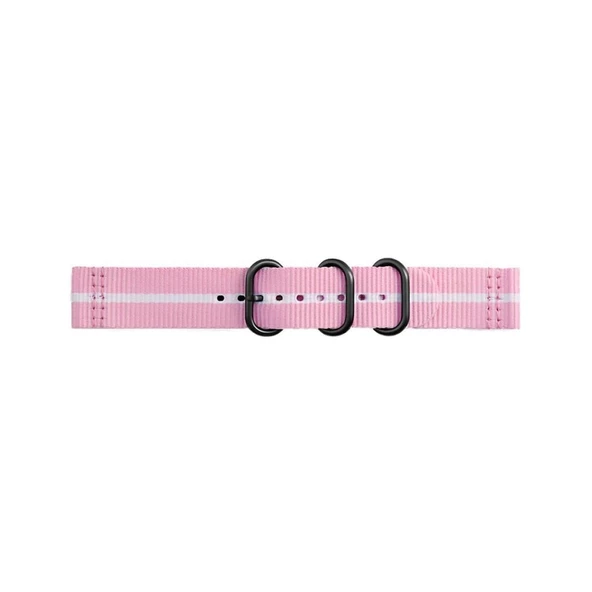 Strap Studio Galaxy Watch 42 mm ve Gear Sport ile Uyumlu Premium Nato Kayış Pembe/Beyaz ürün görseli 1