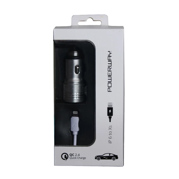 Powerway iPhone Hızlı Araç Şarj Cihazı 2.4A Çift Çıkışlı + 1M Kablo X1133 ürün görseli 1