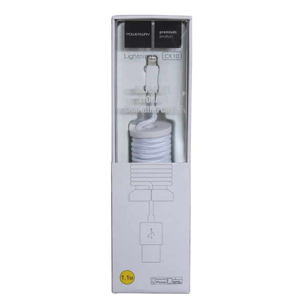 Powerway Lightning Hızlı Şarj Kablosu Örgülü 1.1M CX10 Beyaz ürün görseli 1