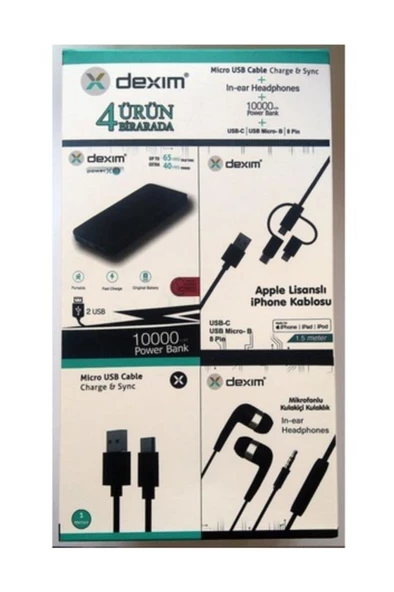 Dexim Powerbank Kulaklık Kablo Set ürün görseli 1