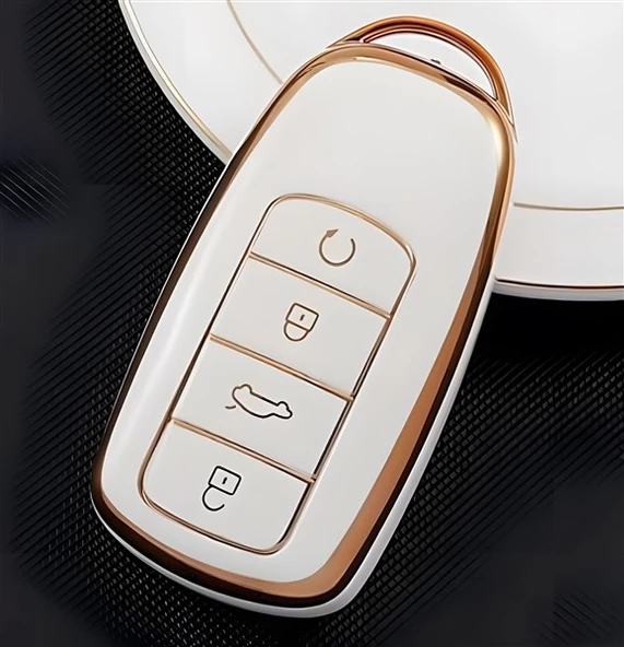 Chery Tiggo 8 Omoda 5 Tiggo 7 Uyumlu Anahtar Kumanda Kılıfı Oto Anahtarlık Beyaz Gold ürün görseli 1