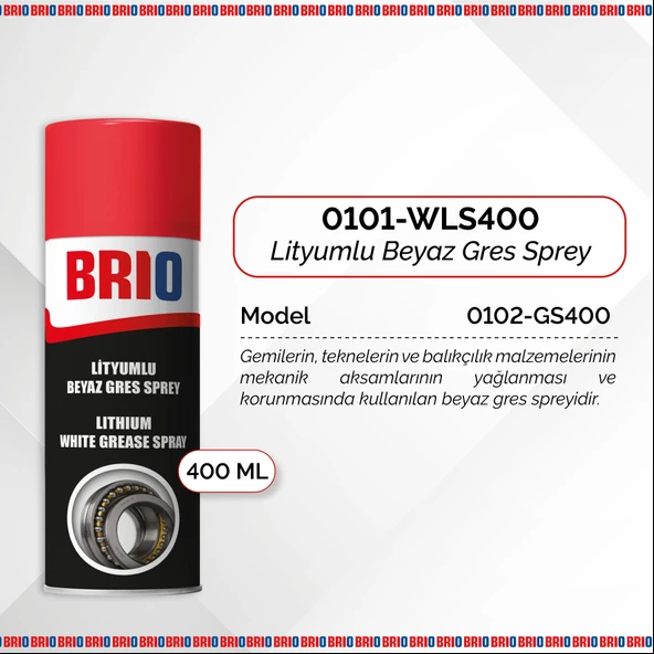 Brio Lityumlu Beyaz Gres Sprey 400 Ml - Resim 2