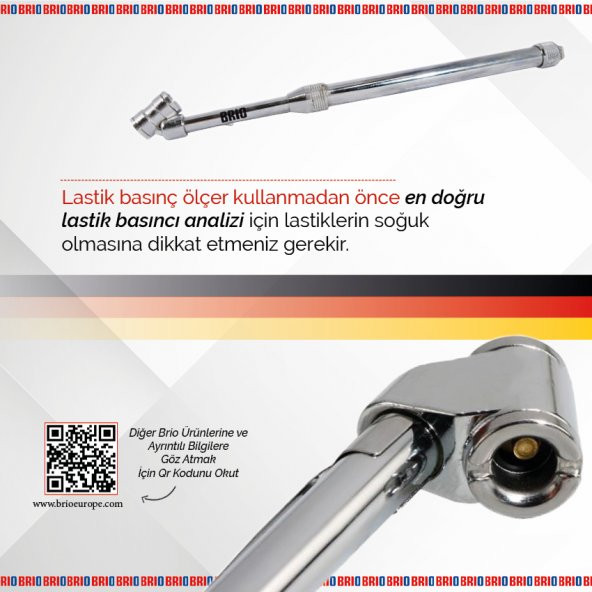Brio Lastik Basınç Ölçer 10-160 Psı - Resim 4