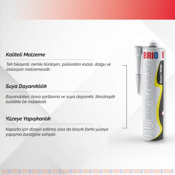 Brio Pu Mastik 280 Ml 40S Beyaz - Resim 3