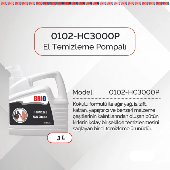 Brio El Temizleme Pastası 3000 Ml Pompalı - Resim 2