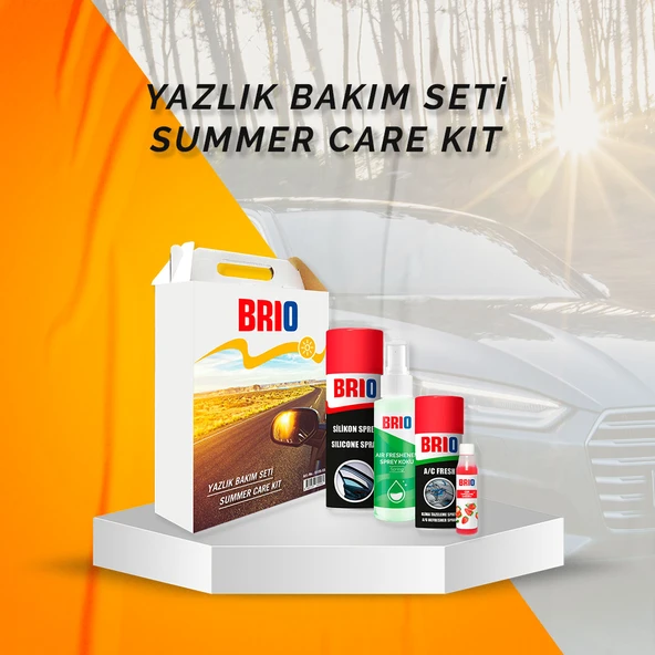 Brio Yazlık Bakım Seti Silikon Sprey + Sprey Koku + Klima Tazeleme Spreyi + Cam Temizleme Sabunu ürün görseli 1