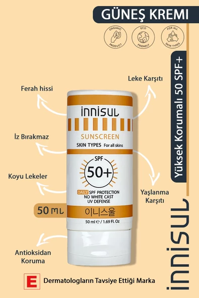 Ton Eşitleyici, Iz Bırakmayan, Ferahlık, Leke Karşıtı Kolajen Içeren Güneş Kremi Light Spf50 50 ml ürün görseli 1