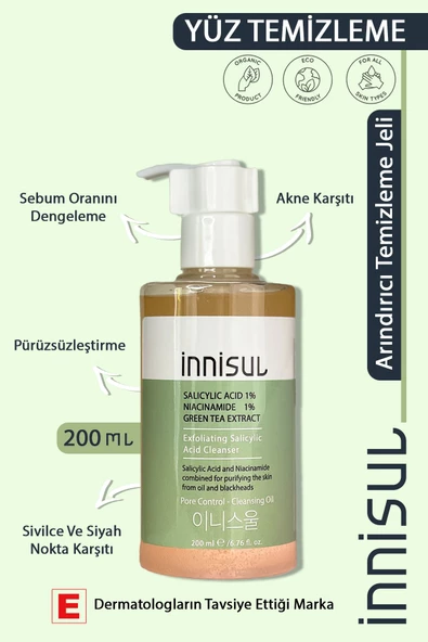 Yağlı, Karma Ciltler Için Sivilce Siyah Nokta Karşıtı Arındırıcı Yeşil Çay Özlü Temizleme Jeli 200ml ürün görseli 1
